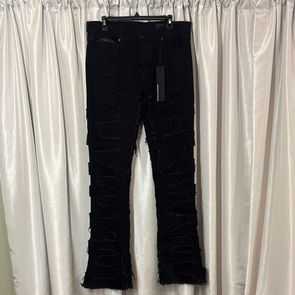 Rockstar Original Jeans RSM 205 Flare Denim, NWT, Distressed Black Jeans - Picture 1 of 10